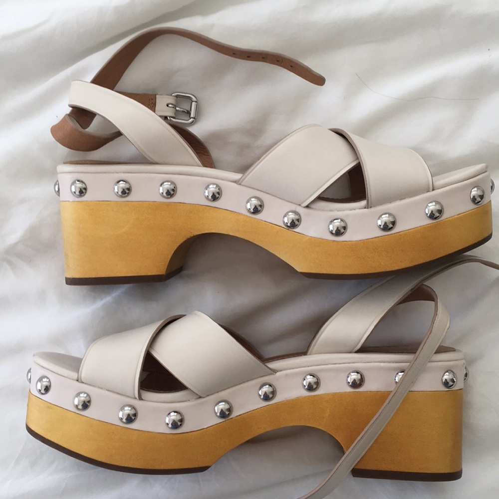 Coach Wooden Heel Studded Sandals